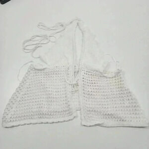 NWT Hello Molly Crochet Tied Halter Cover up Top Women's L